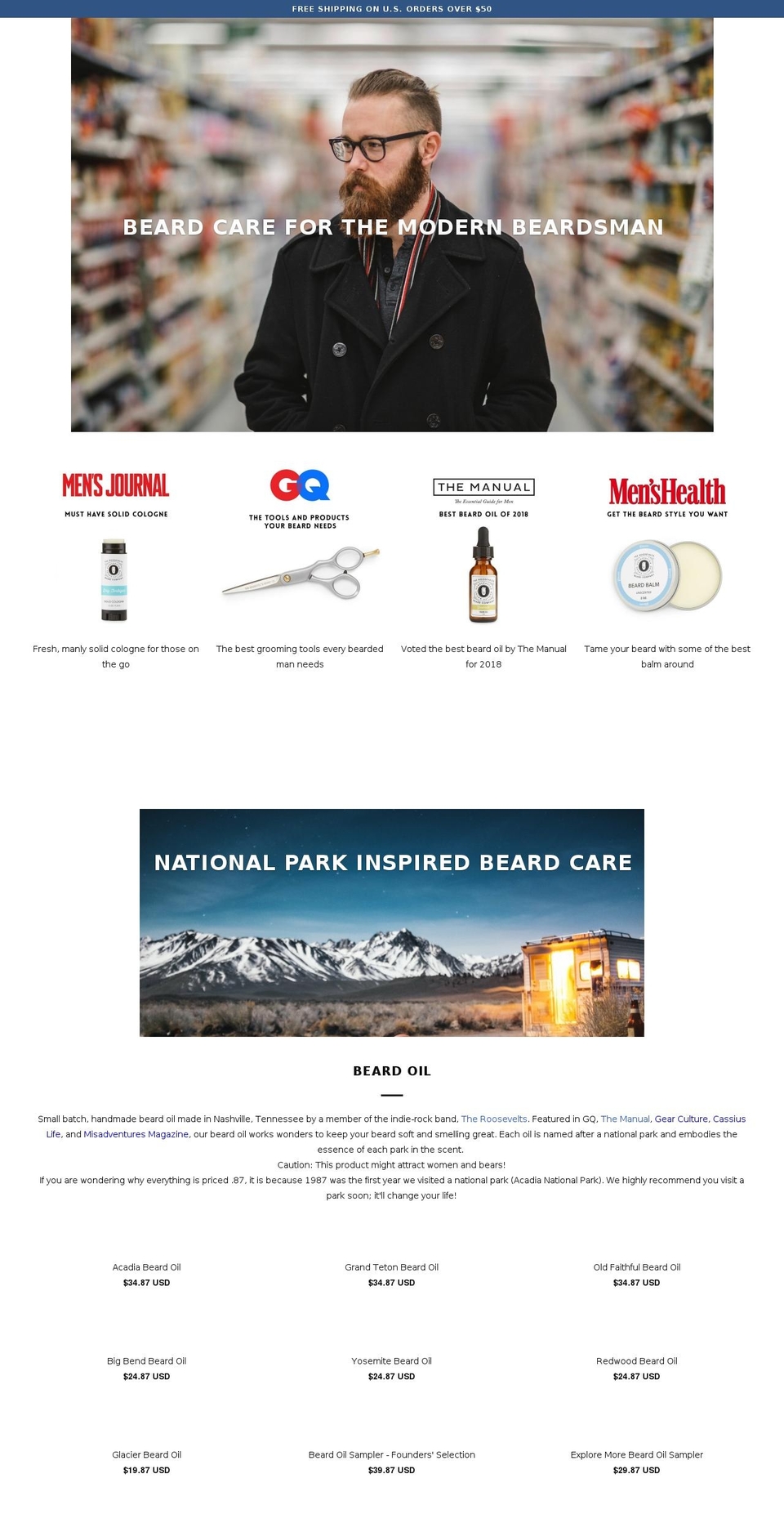 therooseveltsbeard.co shopify website screenshot