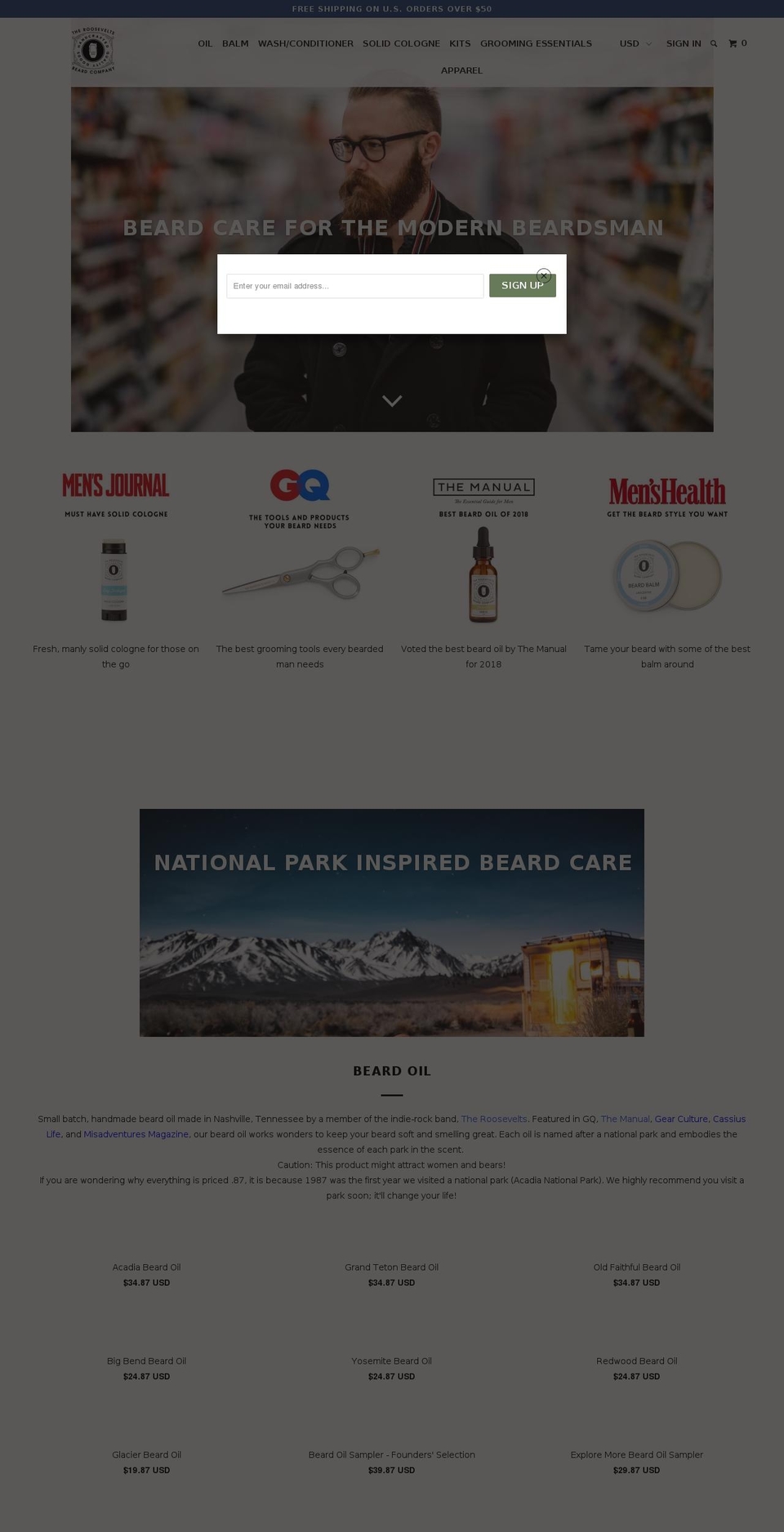 therooseveltsbeardcompany.com shopify website screenshot
