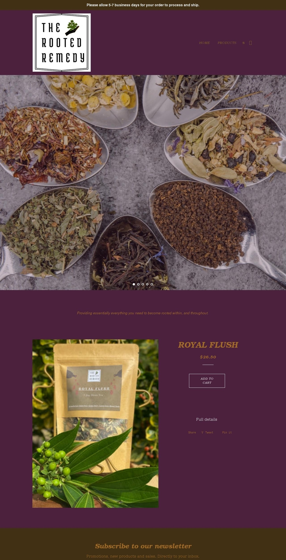 therootedremedy.com shopify website screenshot