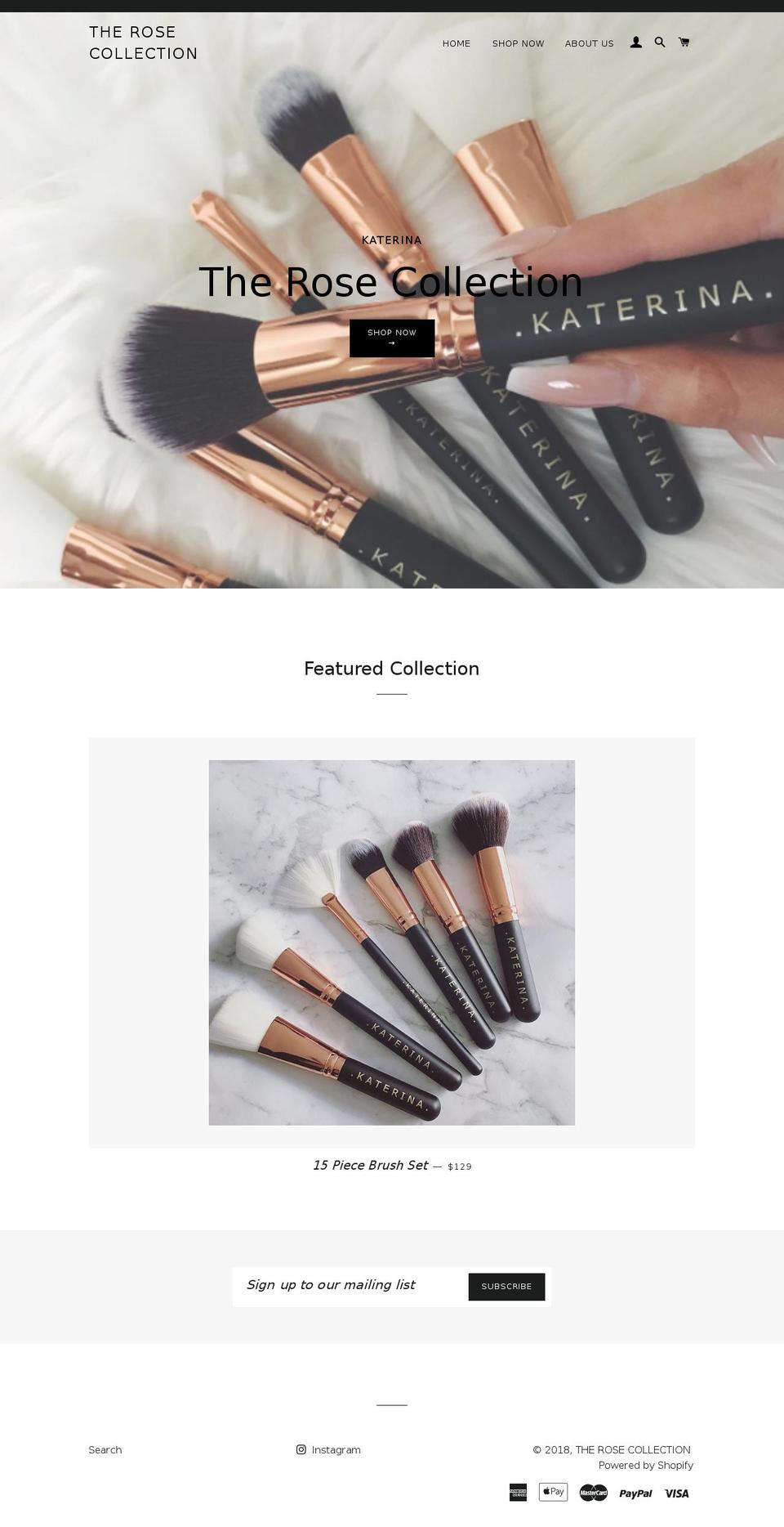 therosecollectionk.com — Shopify storefront screenshot