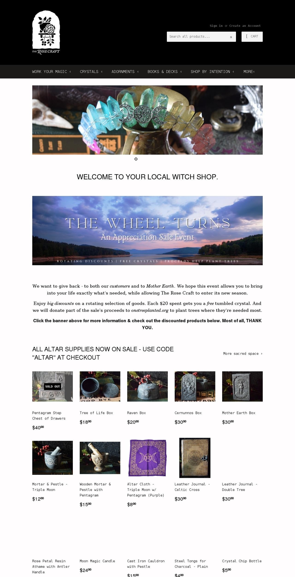 therosecraft.com shopify website screenshot