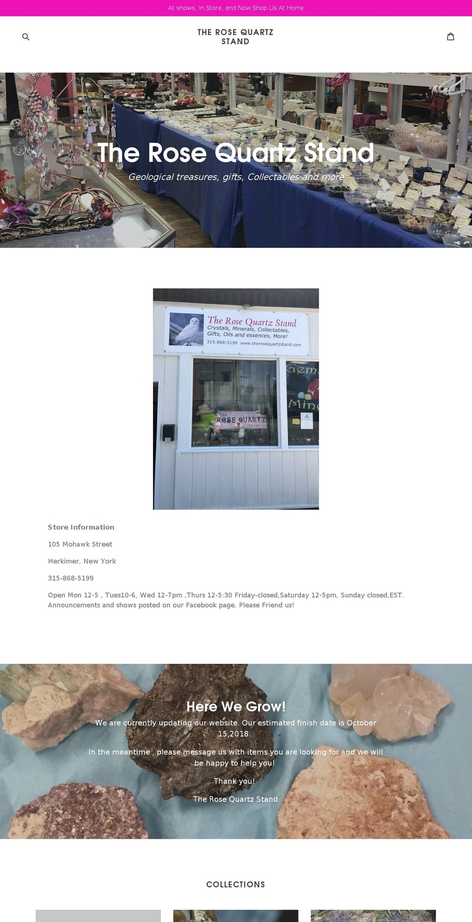 therosequartzstand.com shopify website screenshot