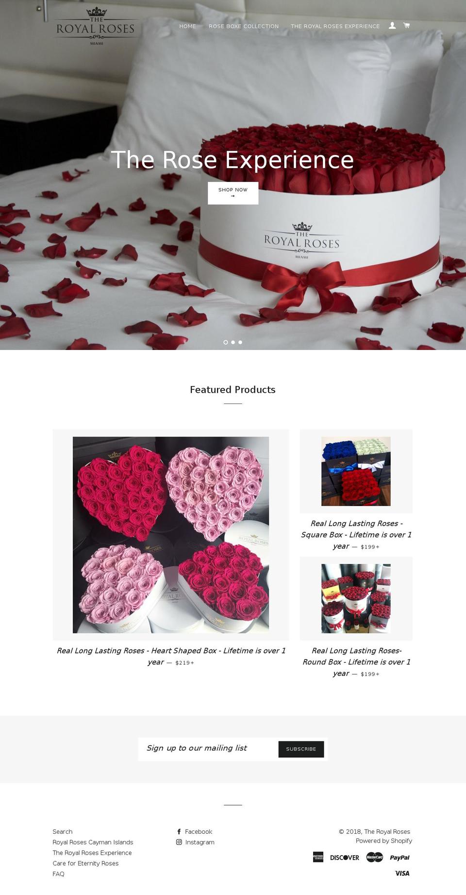 theroyalroses.net shopify website screenshot