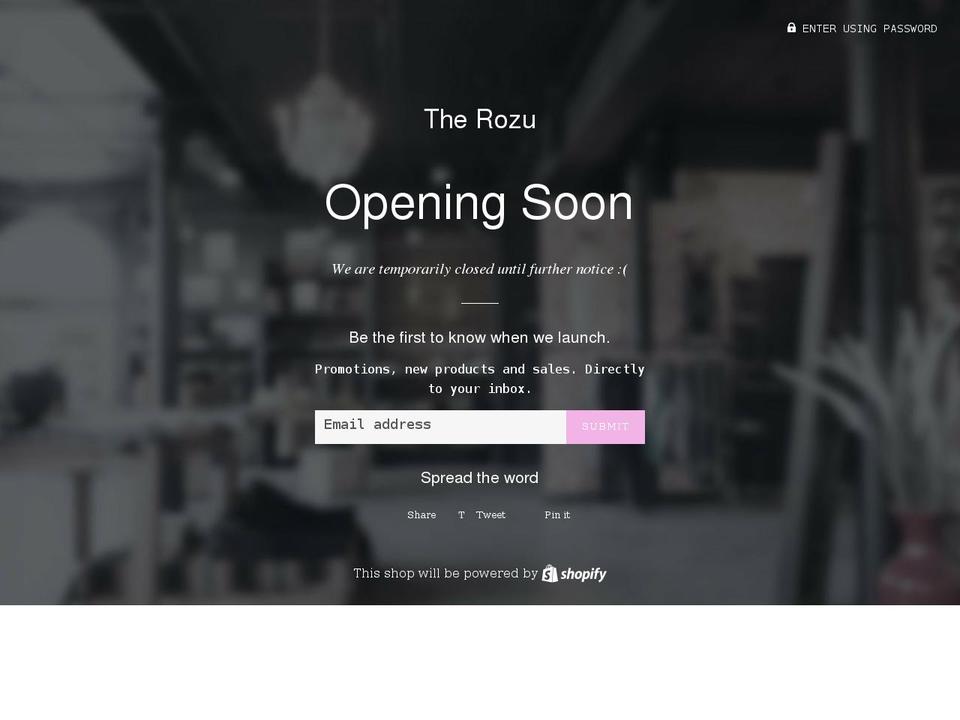 therozu.com shopify website screenshot