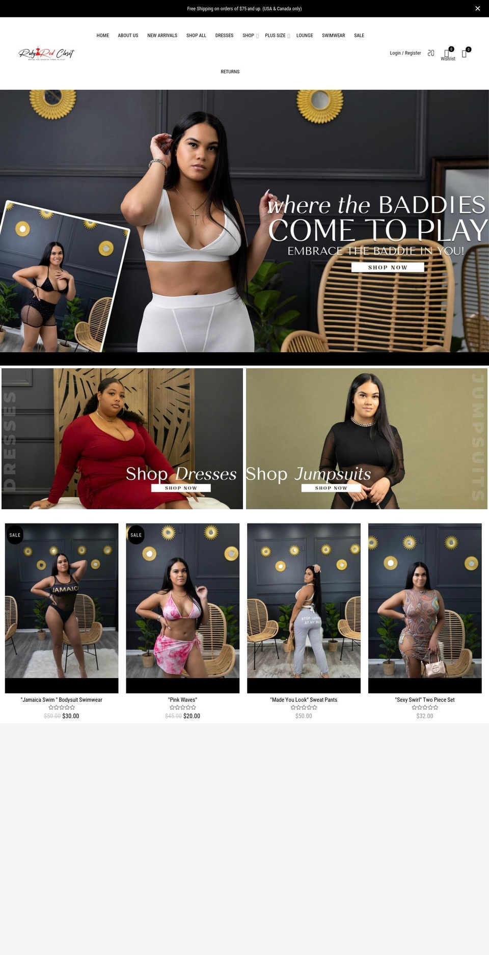 therubyredcloset.com shopify website screenshot
