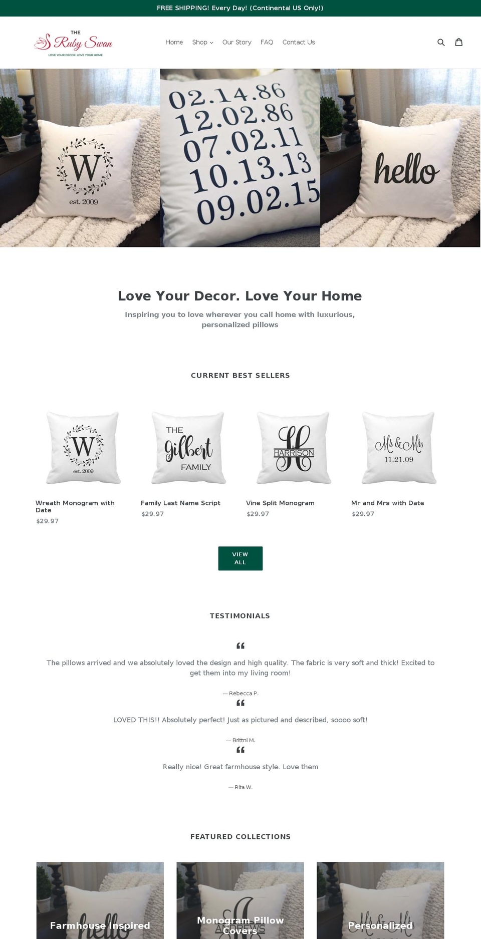 therubyswan.com — Shopify storefront screenshot