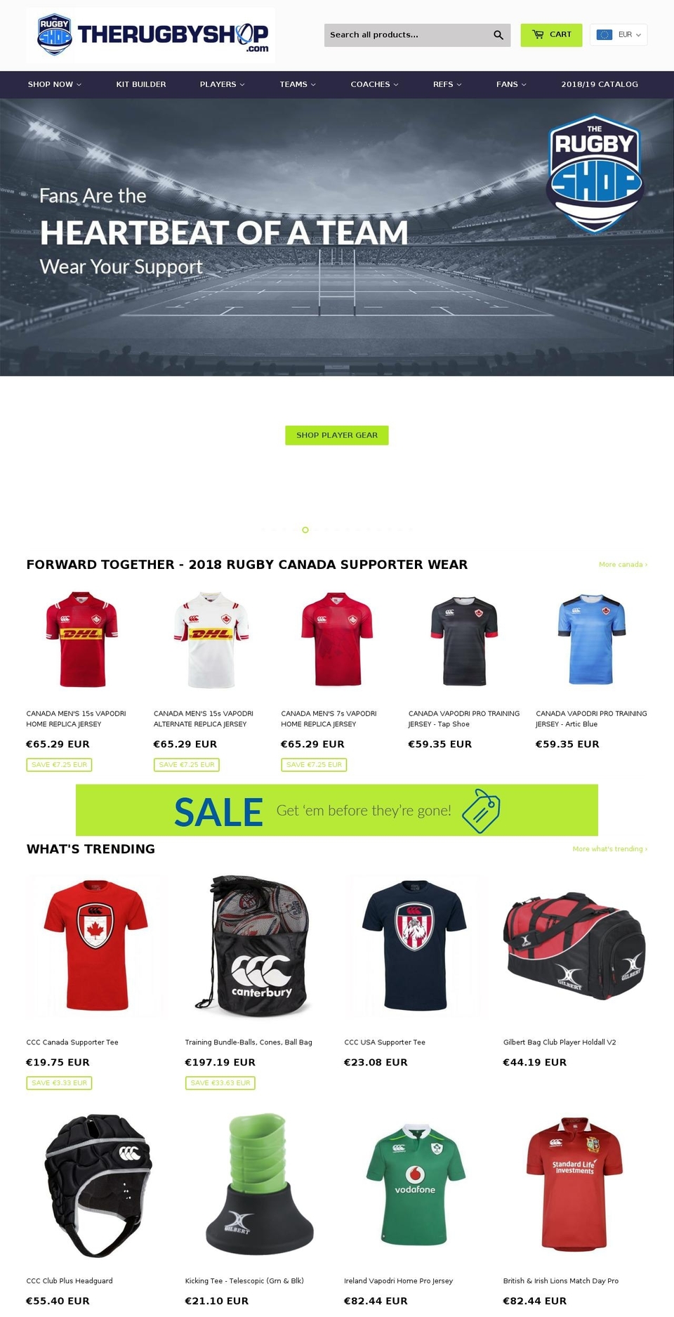 therugbyshop.com shopify website screenshot