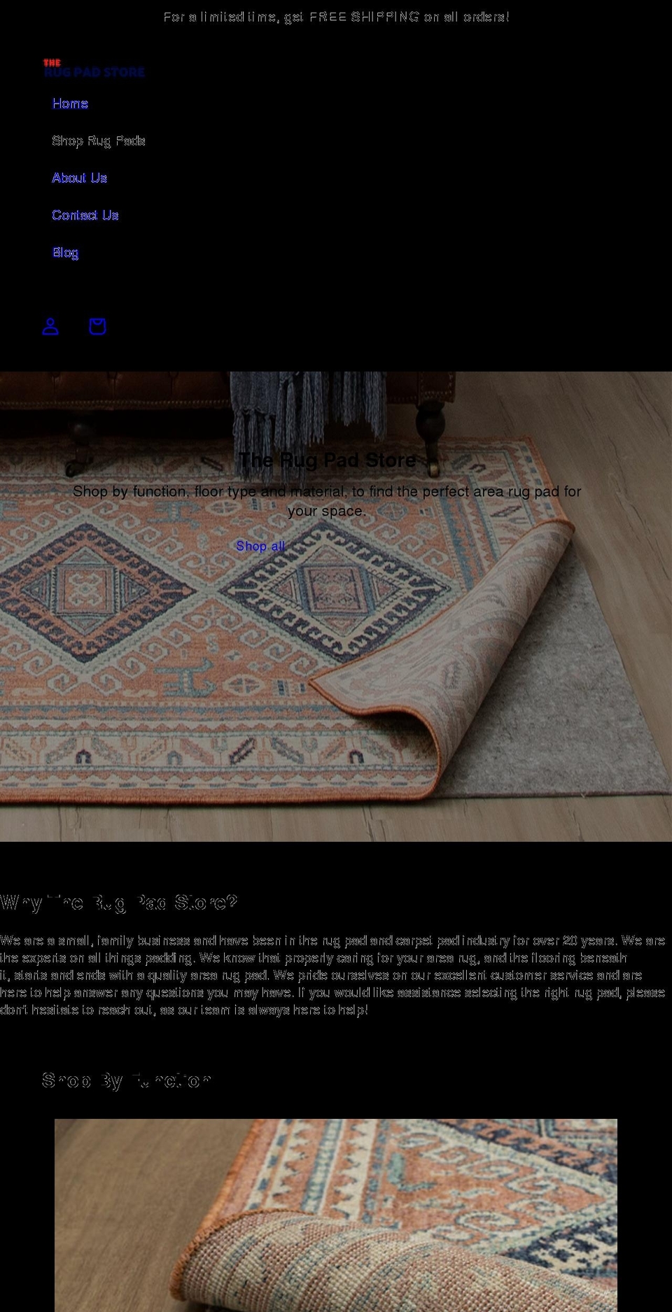 therugpadstore.com shopify website screenshot