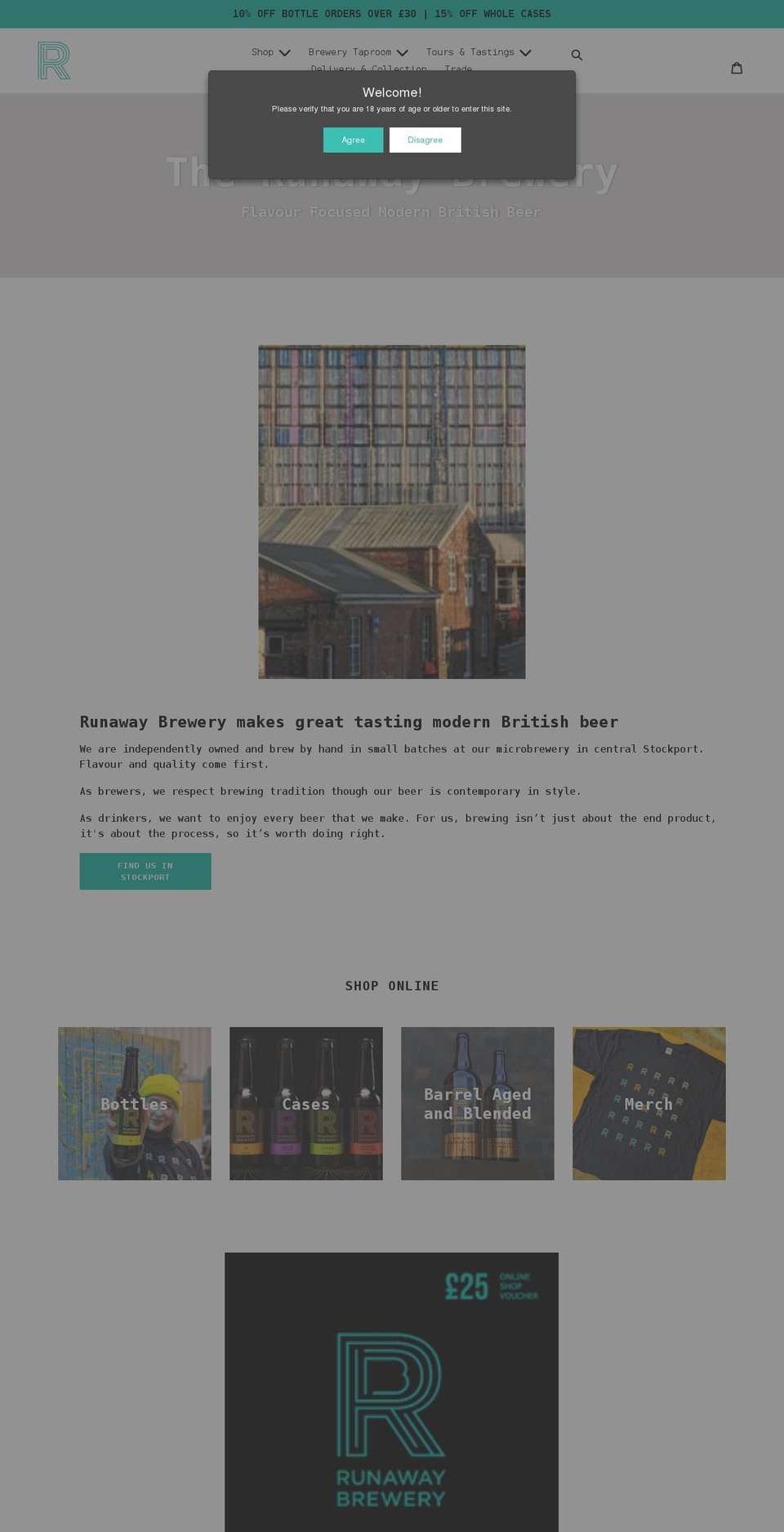 therunawaybrewery.com shopify website screenshot