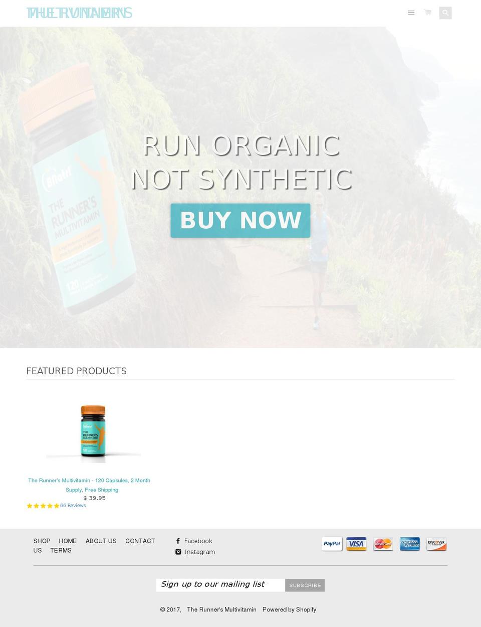 therunnersmultivitamin.com shopify website screenshot