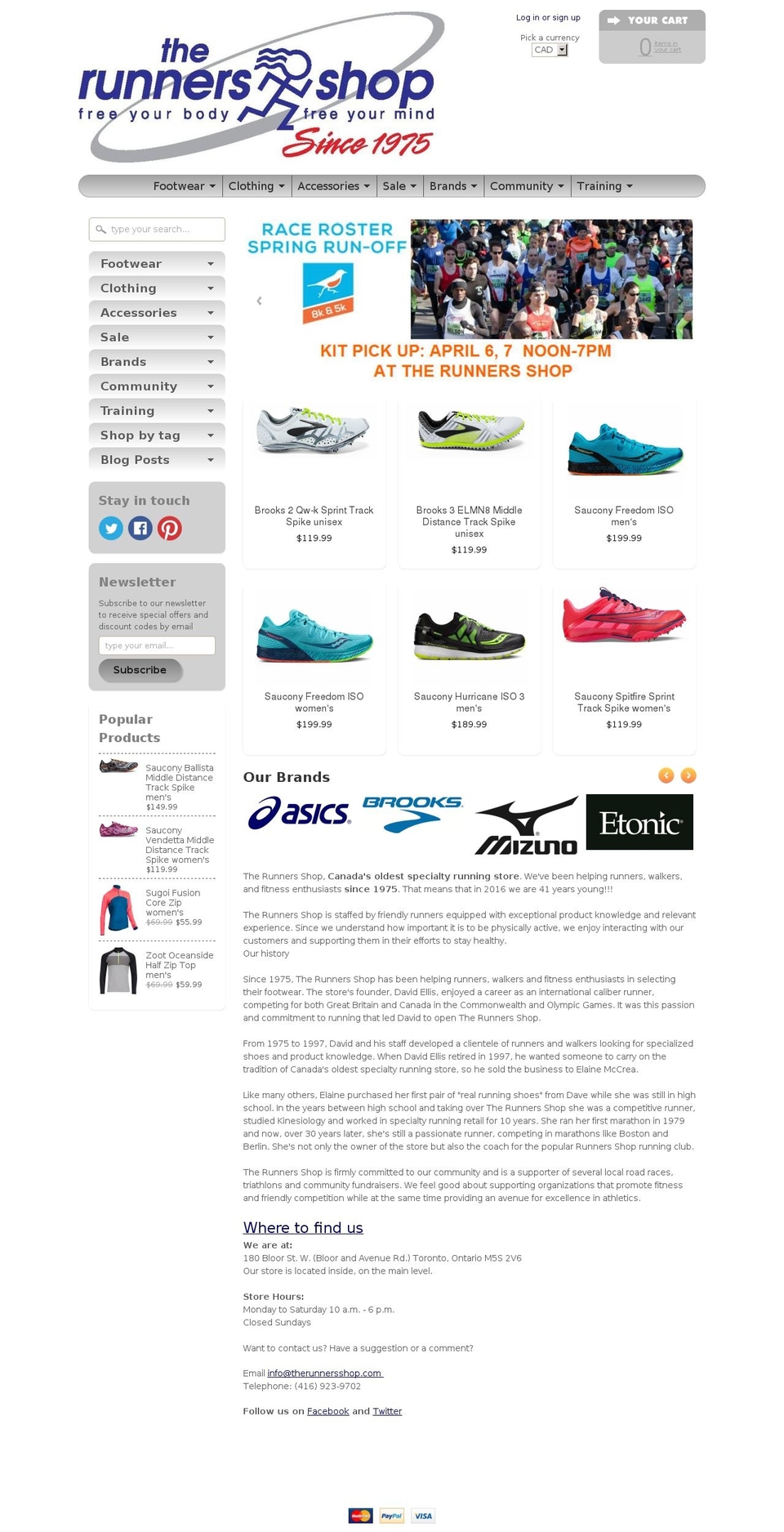 therunnersshop.com shopify website screenshot