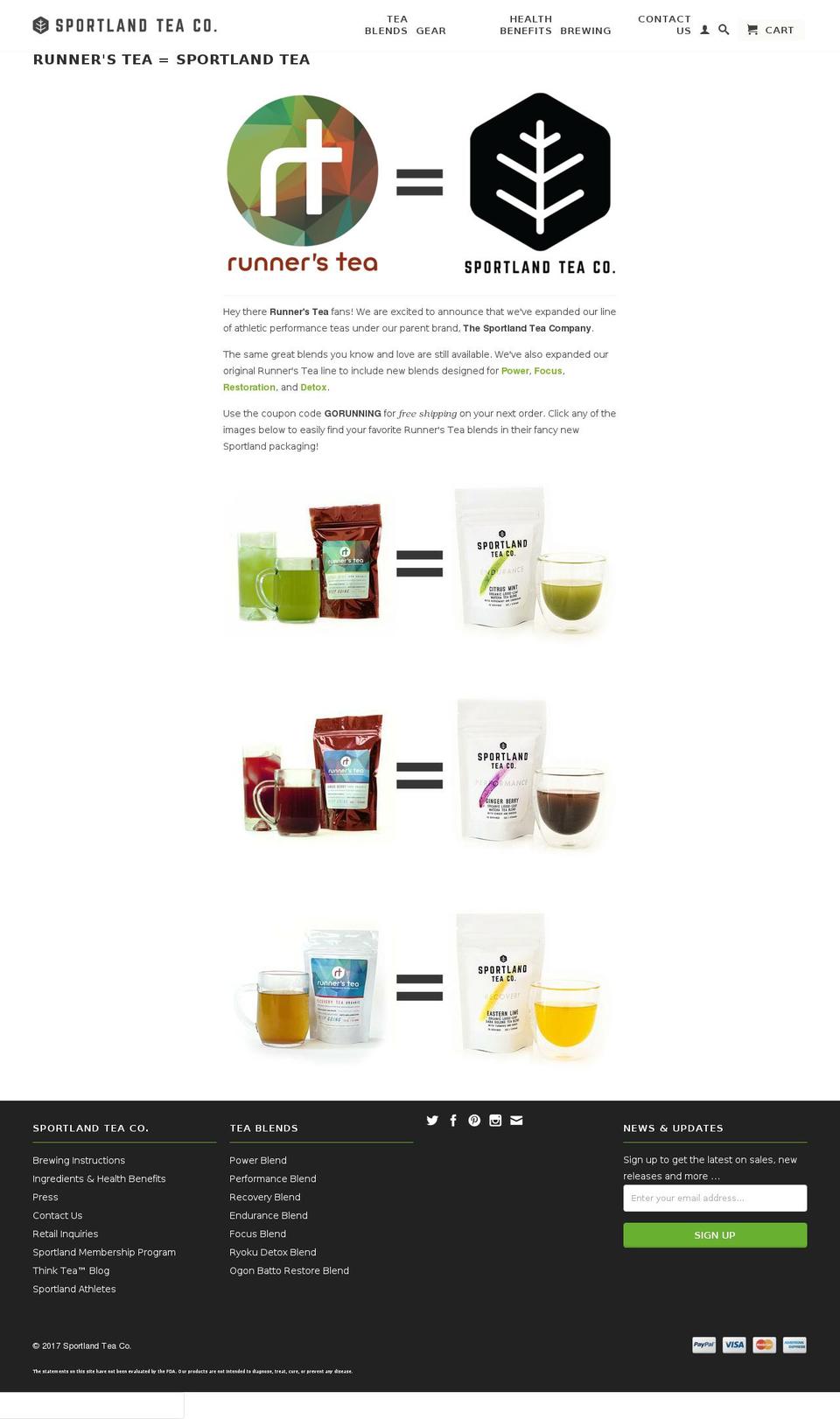 therunnerstea.com shopify website screenshot