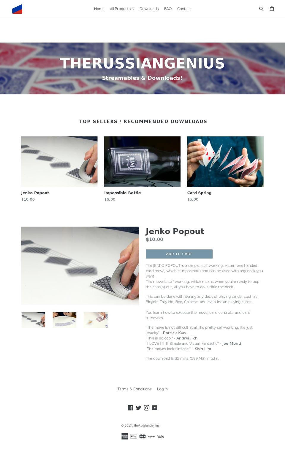 therussiangenius.com shopify website screenshot