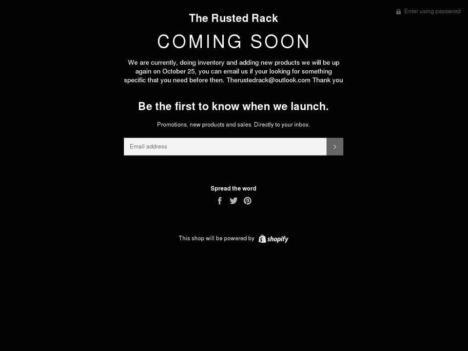 therustedrack.com shopify website screenshot