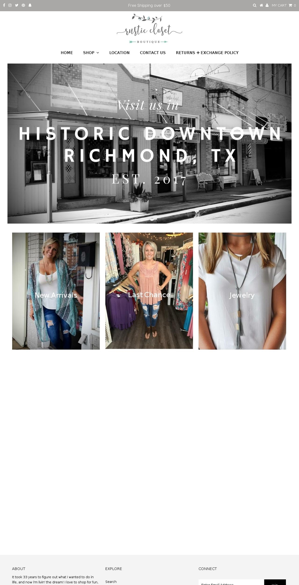 therusticcloset.com shopify website screenshot