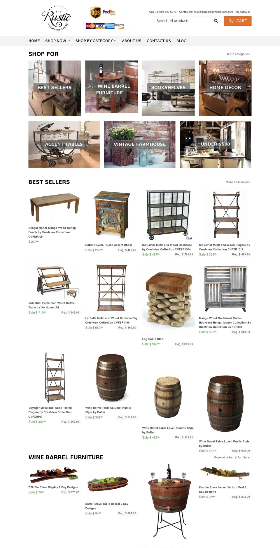 therusticfurniturestore.com shopify website screenshot
