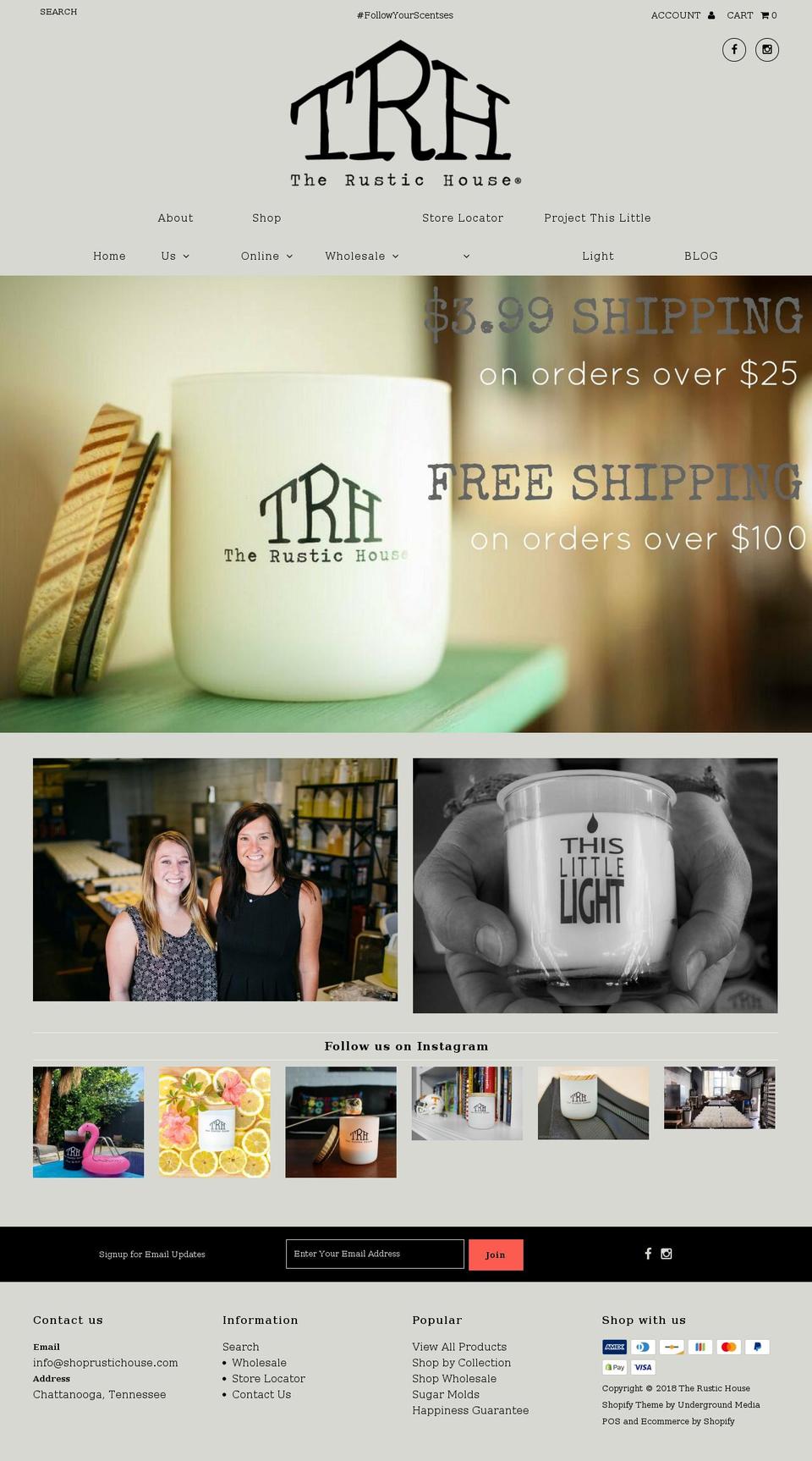therustichouse.com — Shopify storefront screenshot
