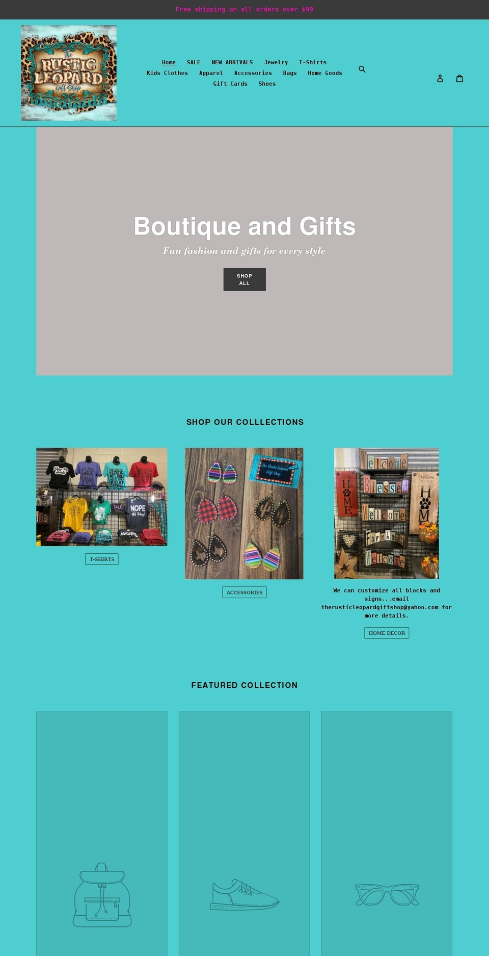 therusticleopardshop.com shopify website screenshot
