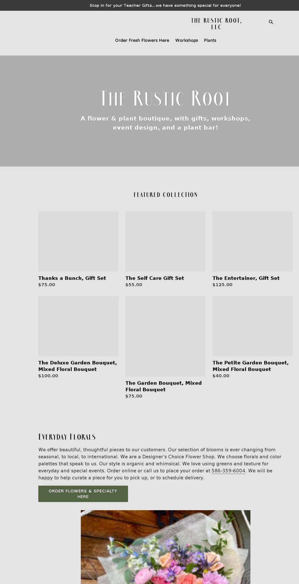 therusticrootmi.com shopify website screenshot