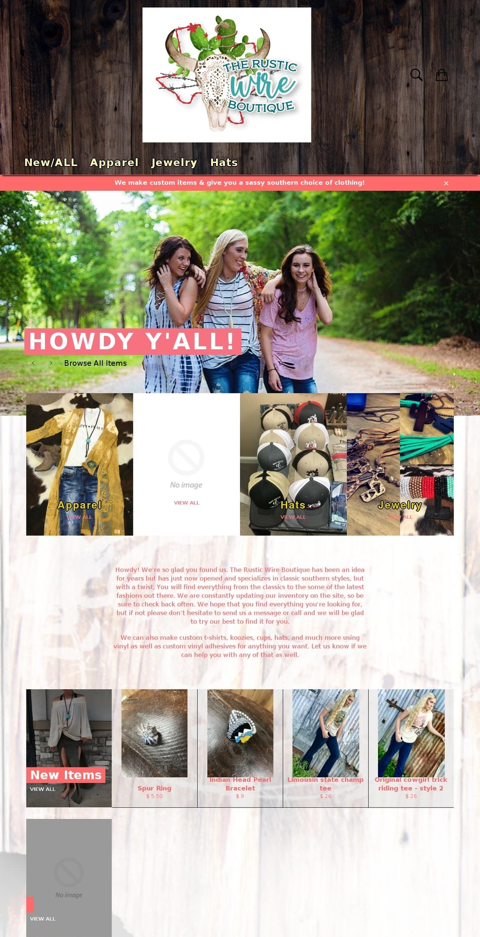 therusticwire.com — Shopify storefront screenshot