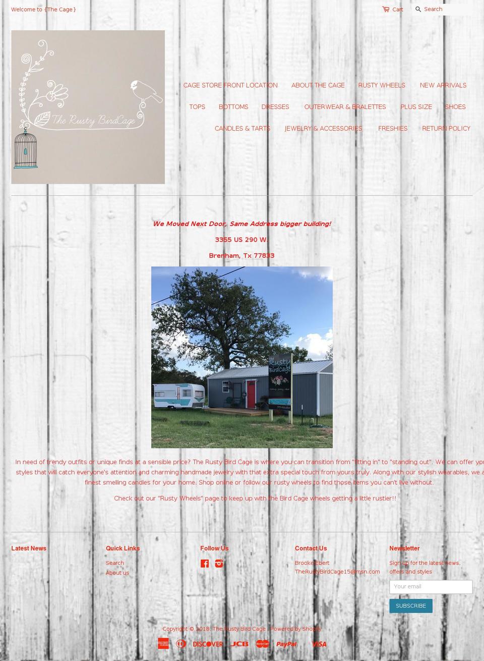 therustybirdcage.com shopify website screenshot