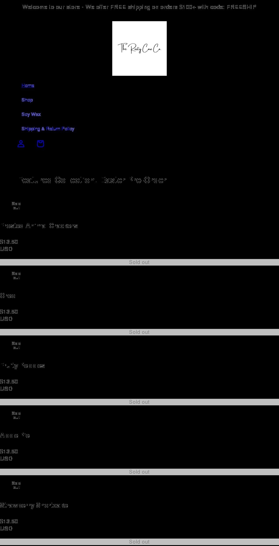 therustycowco.com shopify website screenshot