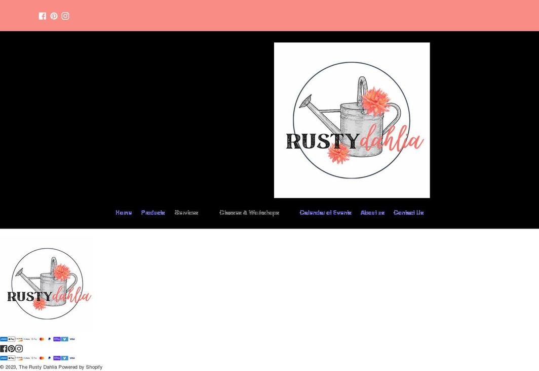 therustydahlia.com shopify website screenshot