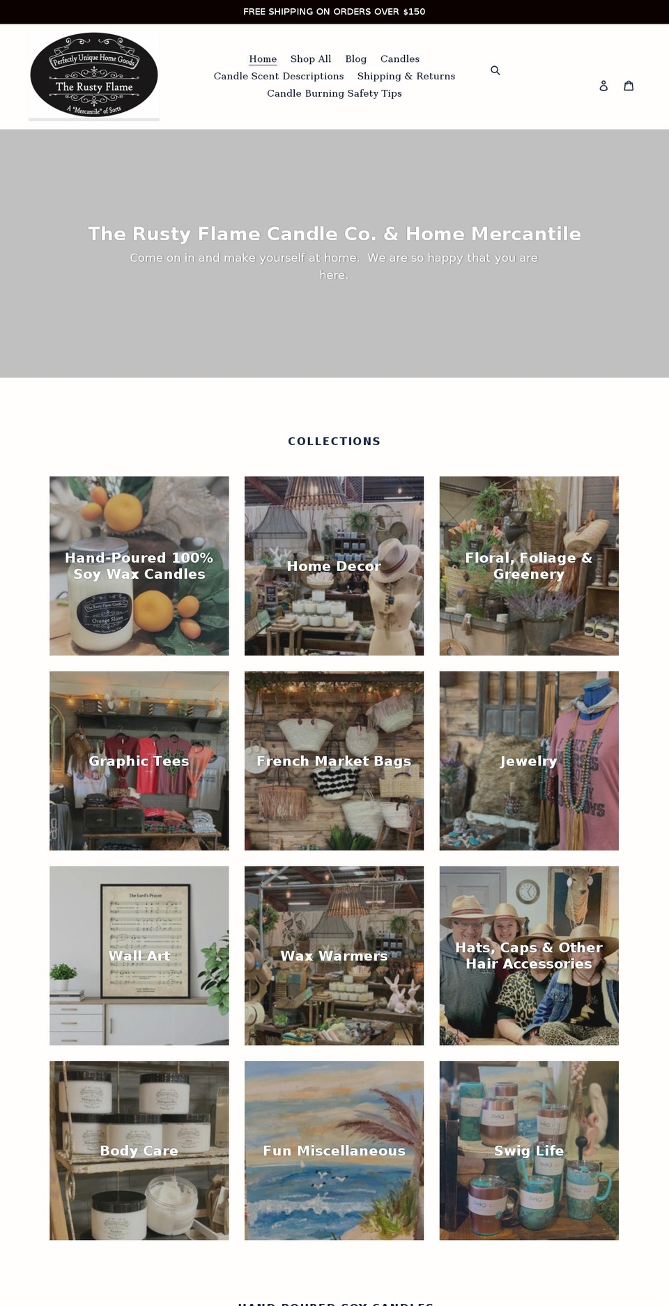 therustyflameco.com shopify website screenshot