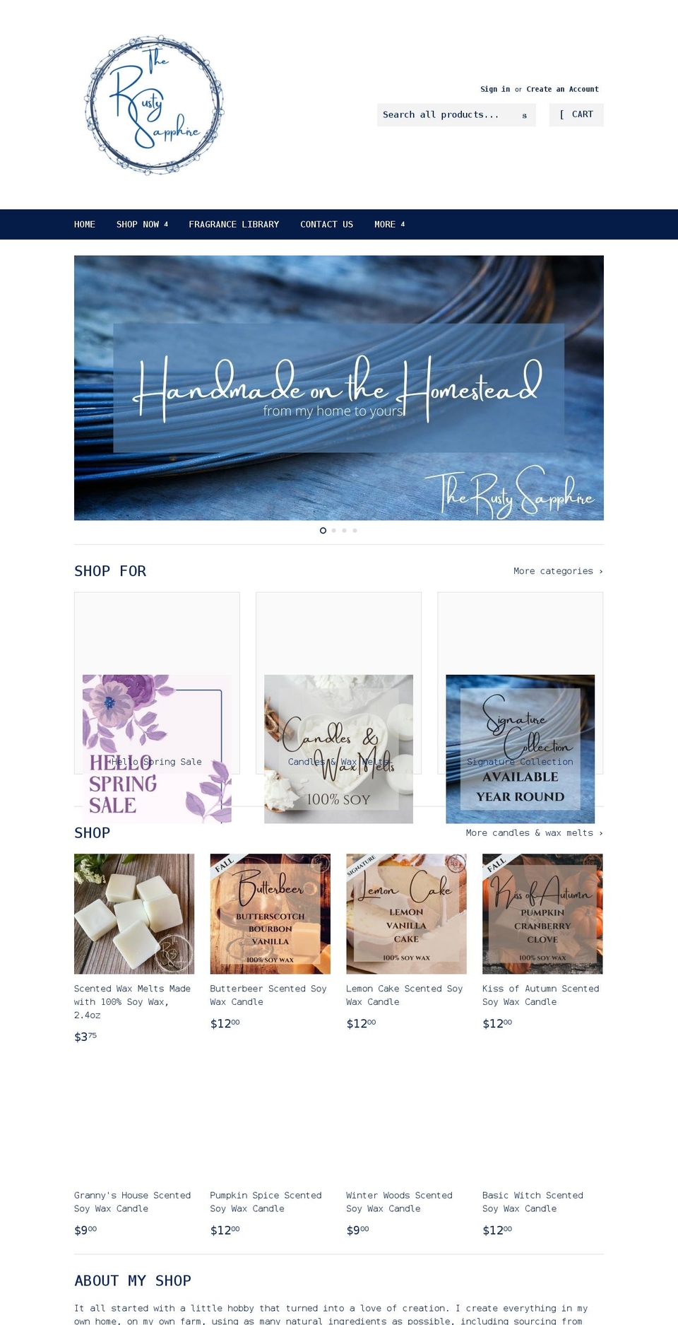 therustysapphire.com shopify website screenshot