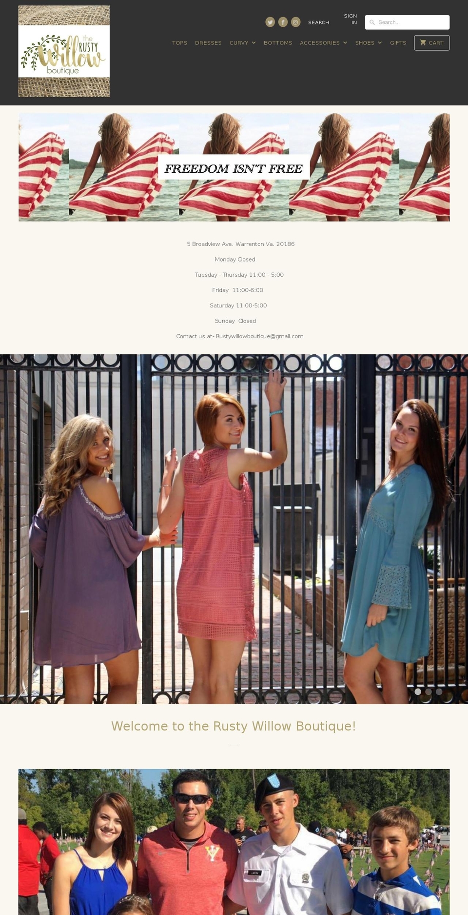 therustywillowboutique.com shopify website screenshot