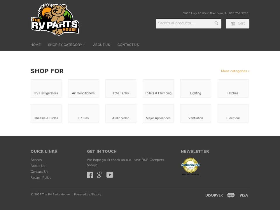 thervpartshouse.com shopify website screenshot