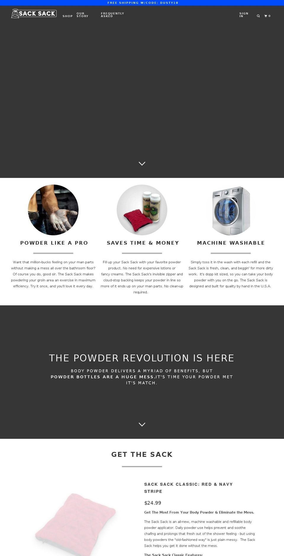 thesacksack.com — Shopify storefront screenshot
