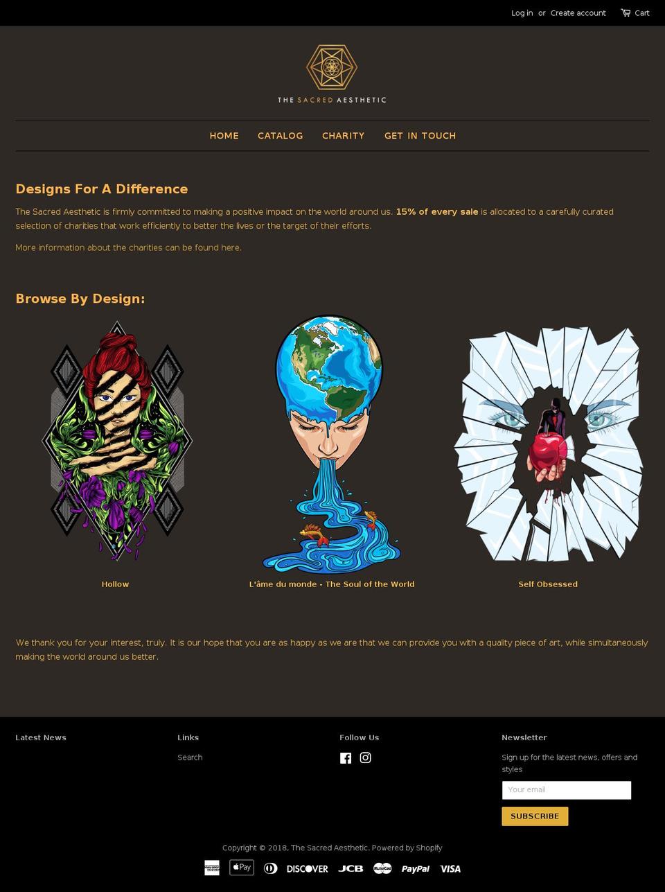 thesacredaesthetic.com — Shopify storefront screenshot