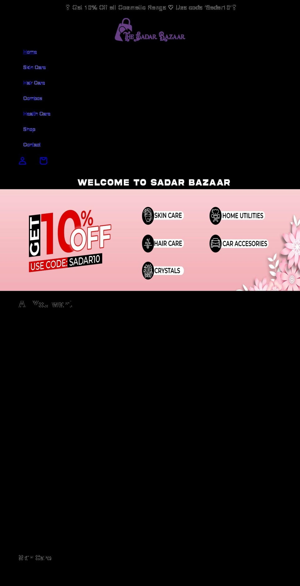 thesadarbazaar.com shopify website screenshot