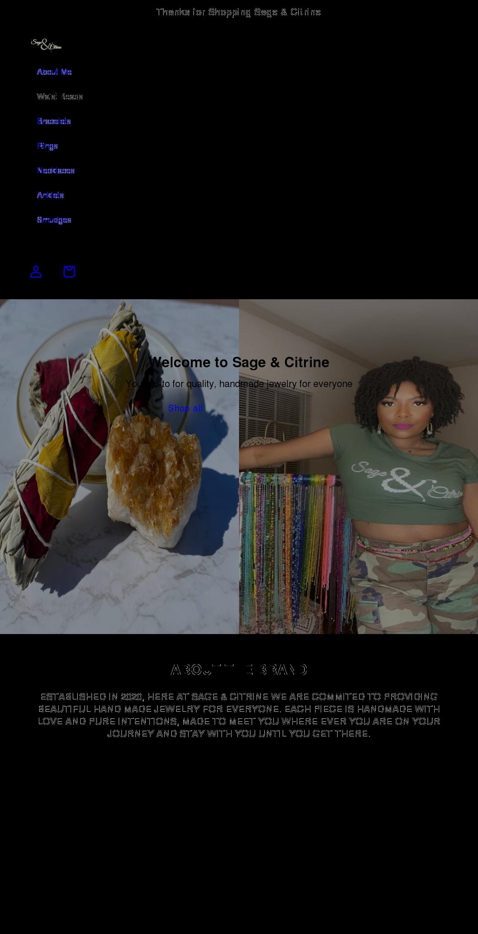 thesageandcitrine.com shopify website screenshot