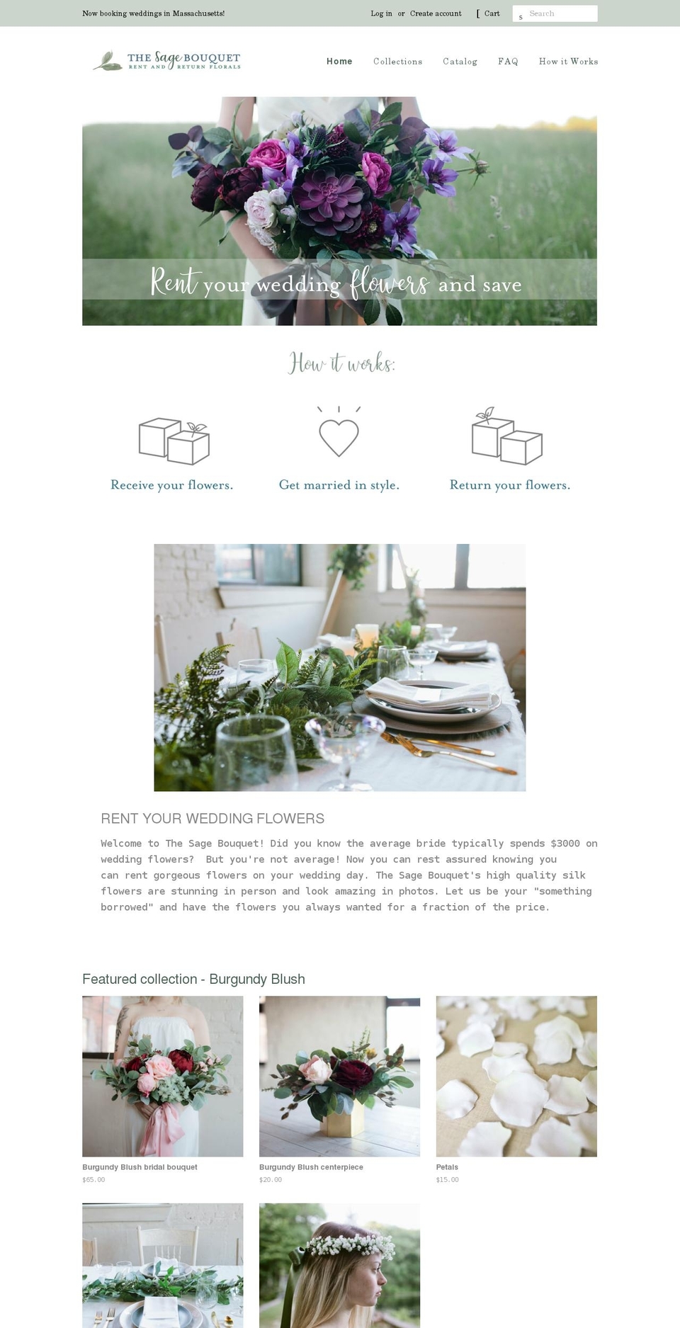 thesagebouquet.com — Shopify storefront screenshot