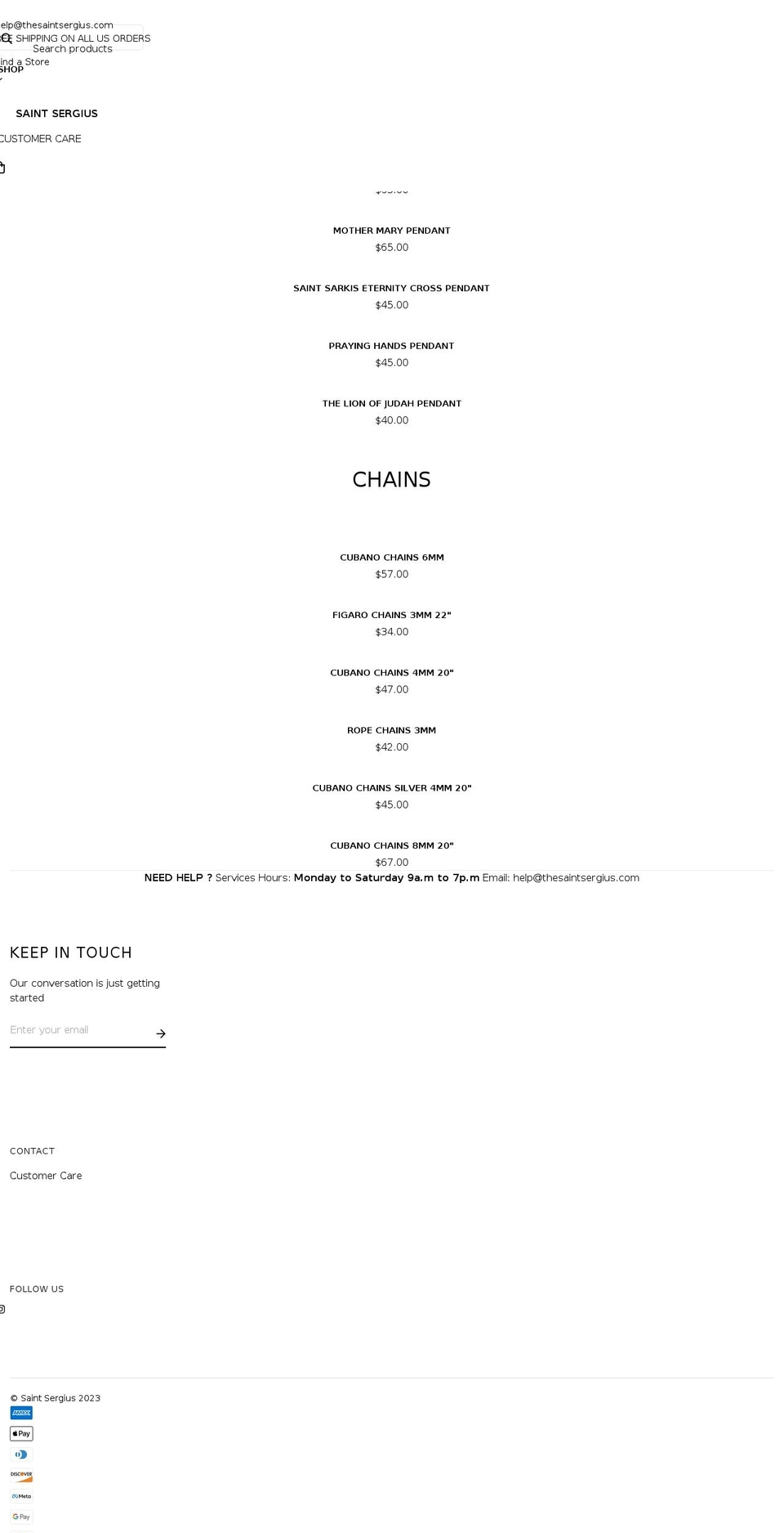 thesaintsarkis.com shopify website screenshot