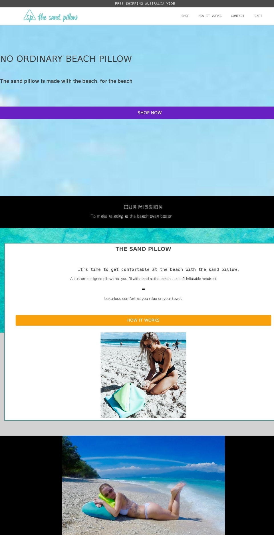 thesandpillow.com — Shopify storefront screenshot