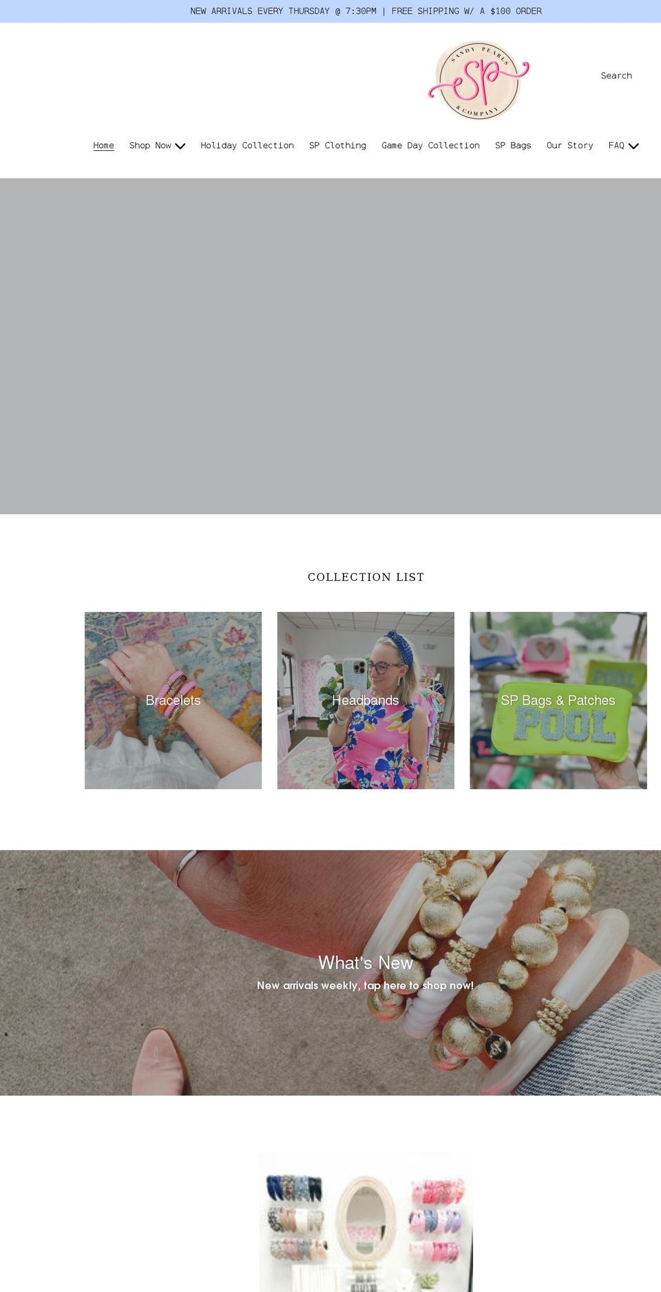 thesandypearls.com — Shopify storefront screenshot