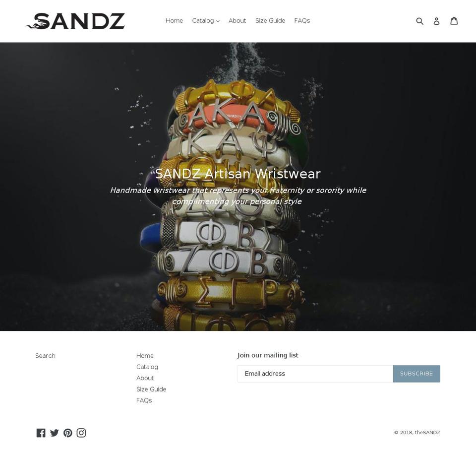 thesandz.com — Shopify storefront screenshot