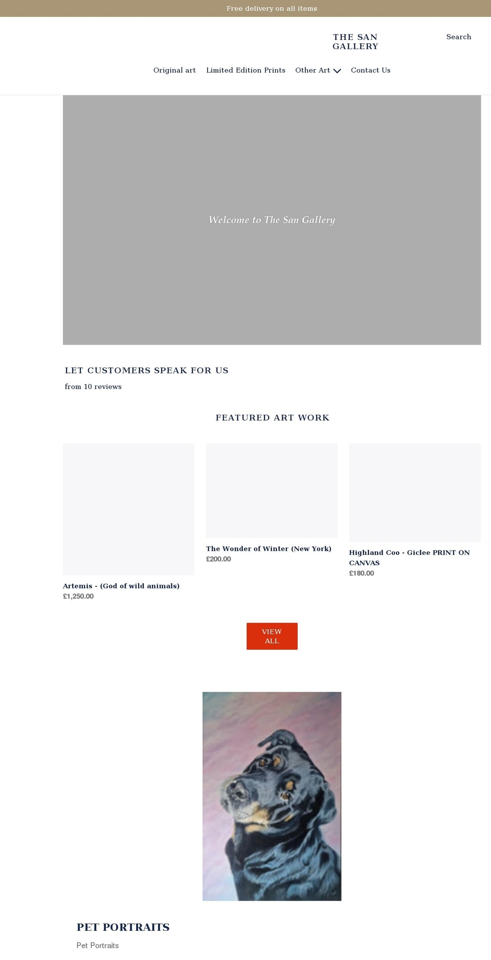 thesangallery.com shopify website screenshot