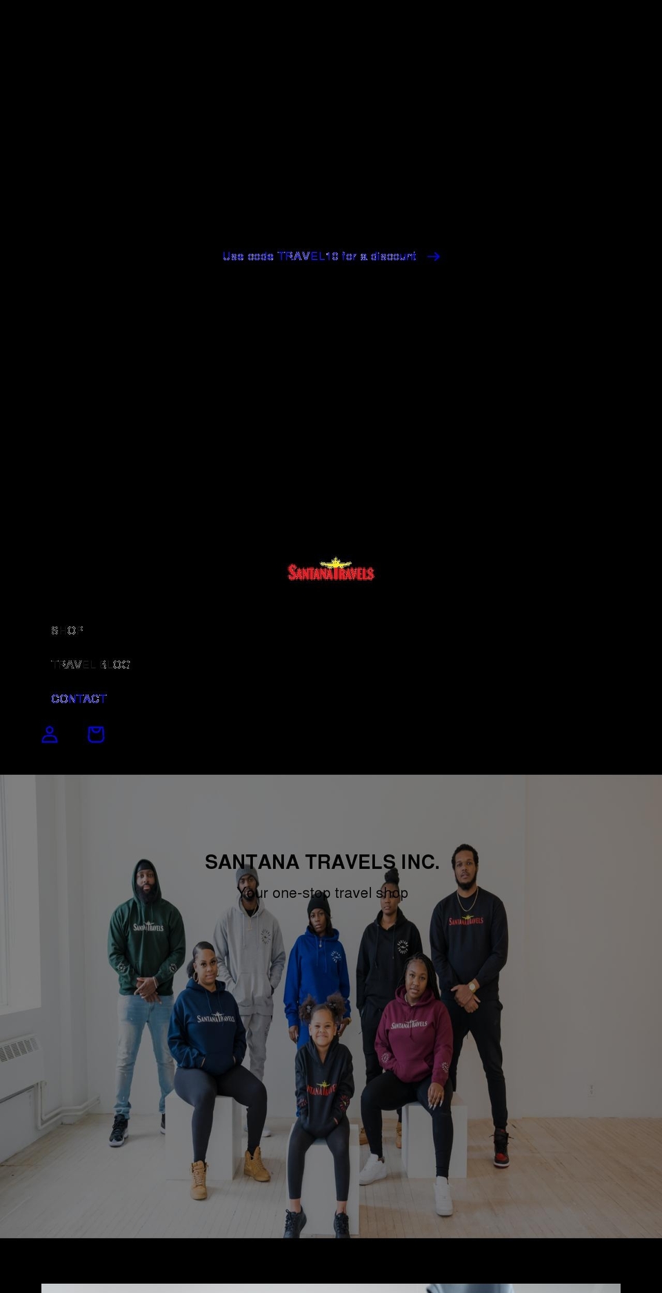 thesantanatravels.com shopify website screenshot