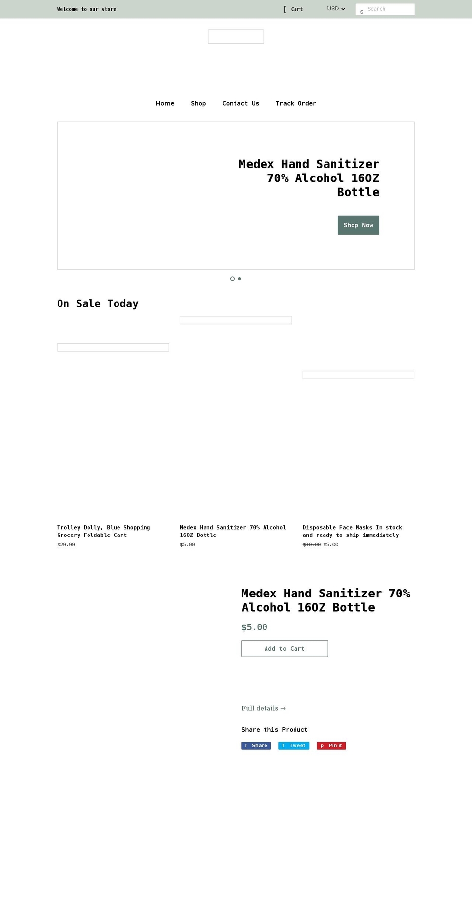 thesanzstore.com shopify website screenshot