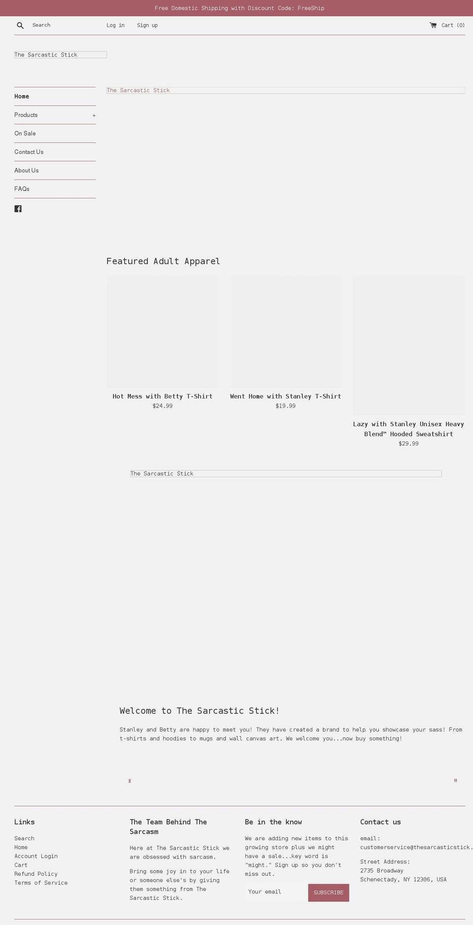 thesarcasticstick.com shopify website screenshot