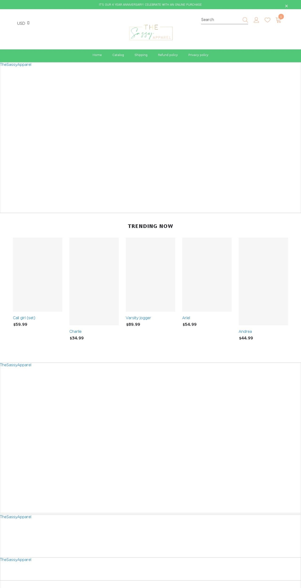 thesassyapparel.com shopify website screenshot