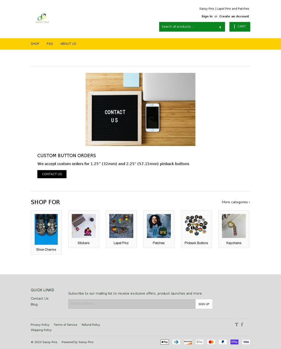 thesassypinz.com shopify website screenshot