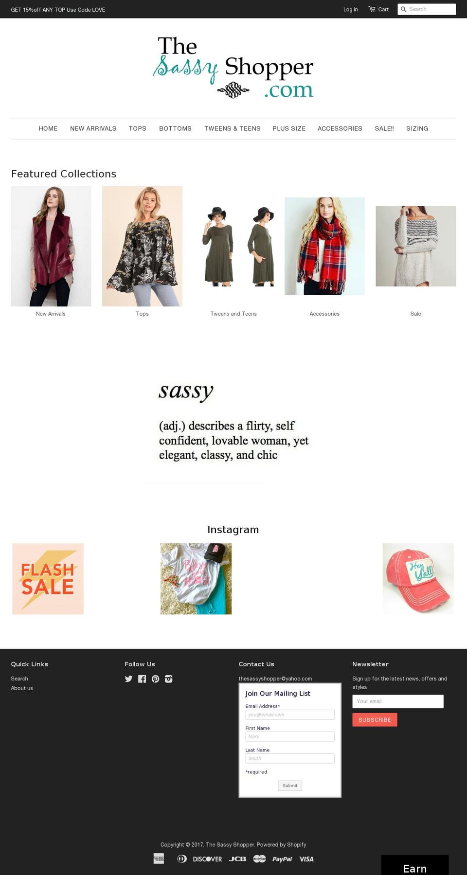 thesassyshopper.com shopify website screenshot