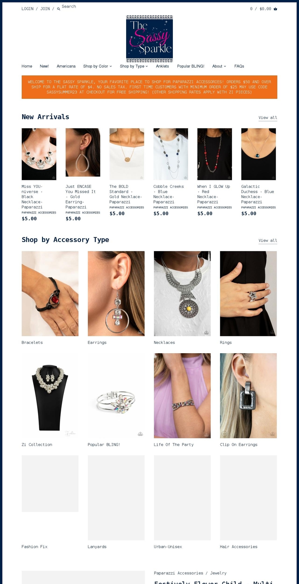 thesassysparkle.com shopify website screenshot