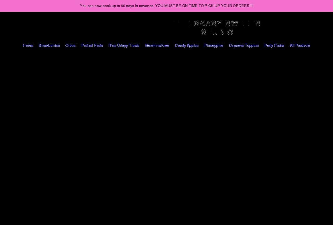 thesassysweetsstudio.com shopify website screenshot
