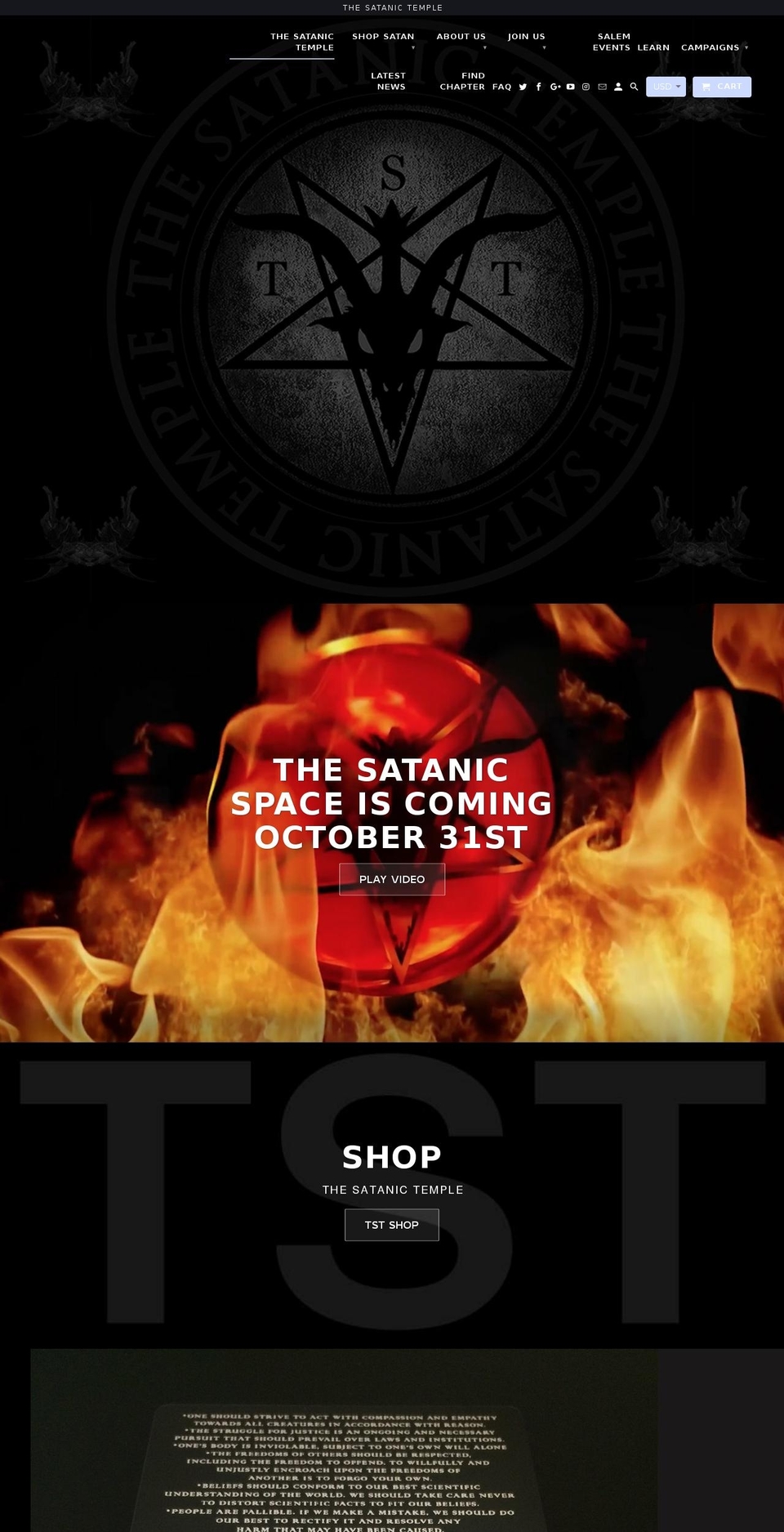 thesatanictemple.org shopify website screenshot